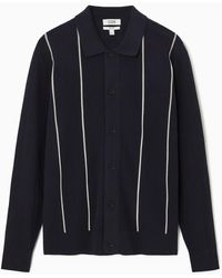 COS - Striped Knitted Cardigan - Lyst