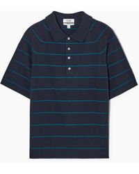 COS - Textured-knit Striped Polo Shirt - Lyst
