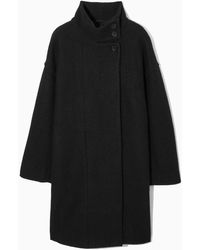 COS - Funnel-neck Boiled-wool Coat - Lyst