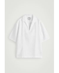 COS - Open-Collar Linen Shirt - Lyst