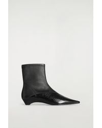 COS - Ankle Boots Aus Leder Mit Spitzer Kappe - Lyst