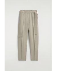 COS - Belted Linen Barrel-Leg Pants - Lyst