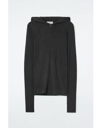 COS Slim Half zip Wool Hoodie in Brown Lyst UK