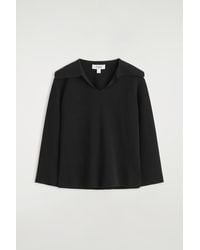 COS - Double-Knit Open-Collar Sweater - Lyst