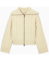 COS - Cable-knit Wool Zip-up Jacket - Lyst