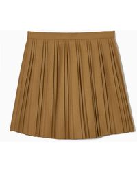 COS - Pleated Wool-blend Mini Skirt - Lyst