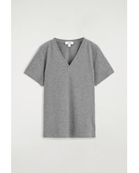 COS - Cotton V-Neck T-Shirt - Lyst