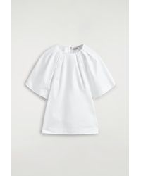 COS - Gathered Short-Sleeved Cotton Top - Lyst