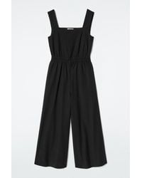 COS - Open-Back Seersucker Wide-Leg Jumpsuit - Lyst