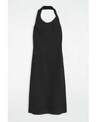 COS - Twisted Linen-blend Halterneck Dress - Lyst