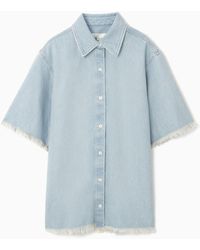 COS - Frayed Short-sleeved Denim Shirt - Lyst
