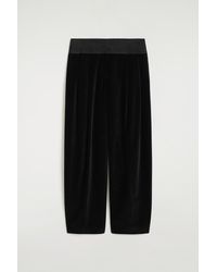 COS - Satin-Trimmed Velvet Barrel-Leg Trousers - Lyst