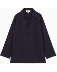 COS - Tie-front V-neck Blouse - Lyst