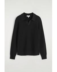 COS - Textured Knitted Polo Sweater - Lyst