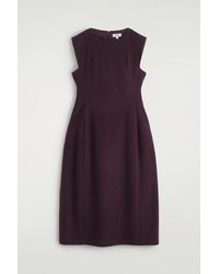 COS - Sculpted Brushed-Wool Midi Dress - Lyst