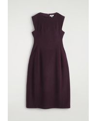 COS - Sculpted Brushed-Wool Midi Dress - Lyst