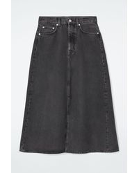 COS - A-line Denim Midi Skirt - Lyst