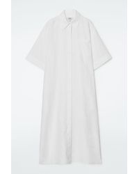 COS - Oversized Short-sleeved Linen Midi Dress - Lyst
