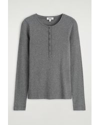 COS - Long-Sleeved Henley Top - Lyst