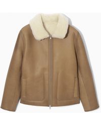 COS - Reversible Shearling Jacket - Lyst