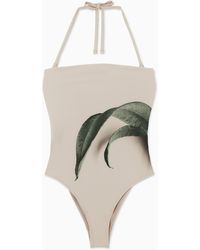 COS - Leaf-print Bandeau Swimsuit - Lyst