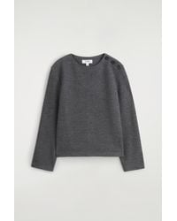 COS - Button-Detail Boiled-Wool Sweatshirt - Lyst