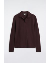 COS - Slim Wool-Jersey Open-Collar Polo Shirt - Lyst