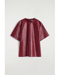COS - Panelled Textured-Leather T-Shirt - Lyst