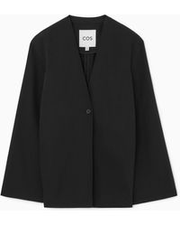 COS - Collarless Single Breasted Blazer - Lyst