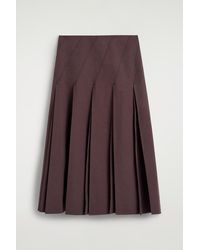 COS - Pleated Cotton-Linen Midi Skirt - Lyst