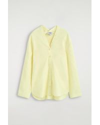 COS - Button-Detail Linen V-Neck Shirt - Lyst