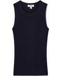 COS - Ribbed-knit Silk Tank Top - Lyst