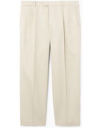 COS - Pleated Straight-leg Linen-blend Pants - Lyst