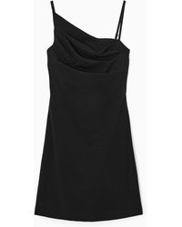 COS - Asymmetric Draped Mini Dress - Lyst