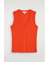 COS - Cotton V-Neck Tank Top - Lyst