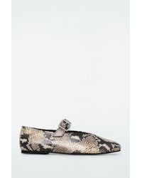 COS - Snake-effect Leather Ballet Flats - Lyst