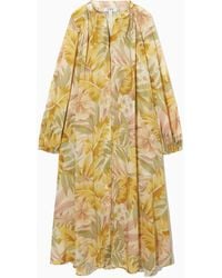 COS - Floral-print V-neck Midi Dress - Lyst