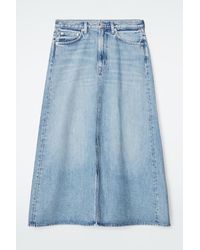 COS - A-line Denim Midi Skirt - Lyst