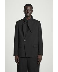 COS - Lockerer Blazer Aus Woll-Hopsack Mit Schalkragen - Lyst