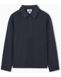 COS - Long-sleeved Jersey Polo Shirt - Lyst