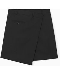 COS - Asymmetric Wool Mini Wrap Skirt - Lyst