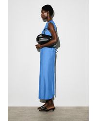 COS Bow-detail Linen Midi Dress in Blue | Lyst
