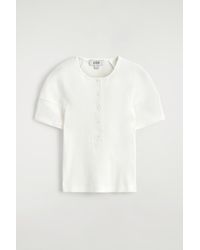 COS - Rounded Ribbed Jersey Henley Top - Lyst