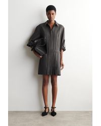 COS - Mini-Hemdkleid Aus Wolle Mit Falten - Lyst