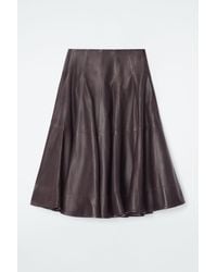 COS - Voluminous A-line Leather Midi Skirt - Lyst