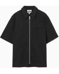 COS - Zip-up Jersey Short-sleeved Shirt - Lyst