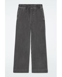 COS Fluid Denim Wrap Shirt in Black | Lyst