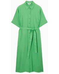 COS - Belted Linen Shirt Dress - Lyst