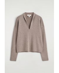 COS - Draped Merino Wool V-Neck Sweater - Lyst