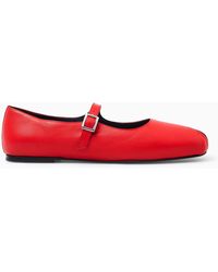 COS - Pleated Leather Mary-jane Ballet Flats - Lyst